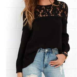 Picture This Black Long Sleeve Lace Top